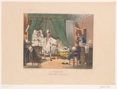Hôtelière chassant une dame et un monsieur de la chambre - Joseph Ambroise Jobard