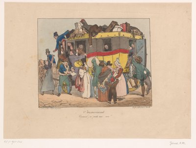 Passagers essayant de monter dans un omnibus bondé (Inconvénients) - Joseph Ambroise Jobard