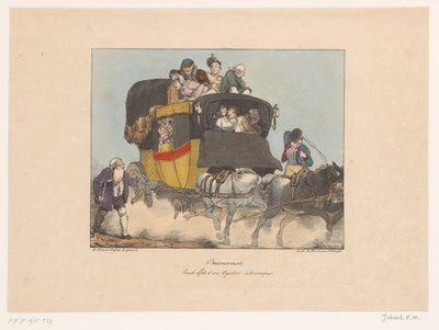 Femme vomissant depuis un omnibus en marche - Joseph Ambroise Jobard