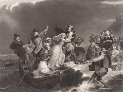 Les pèlerins débarquant à Plymouth Rock en 1620 - Joseph Andrews