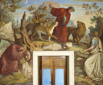 Dante dormant, attaqué par des bêtes sauvages, et rencontrant Virgile - Joseph Anton Koch