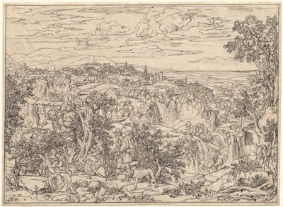 Tivoli et les cascades avec familles de bergers - Joseph Anton Koch