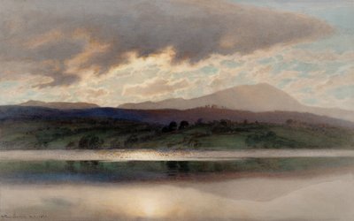 Coucher de soleil sur Esthwaite Water (aquarelle) - Joseph Arthur Palliser Severn