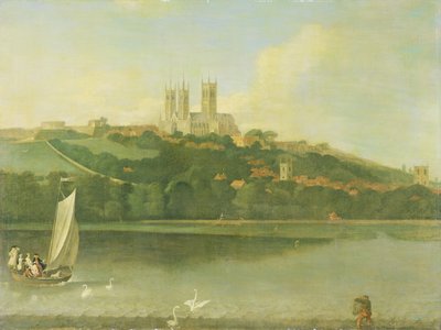Vue de la cathédrale et de la ville de Lincoln depuis la rivière, vers 1760 - Joseph Baker