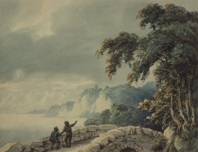 Paysage avec arbres, pont et personnages - Joseph Barber