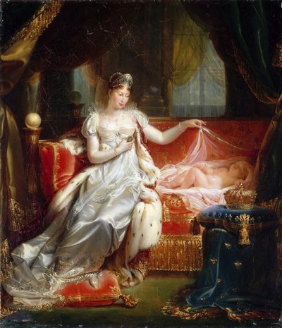 Impératrice Marie-Louise avec le roi de Rome endormi - Joseph Boniface Franque