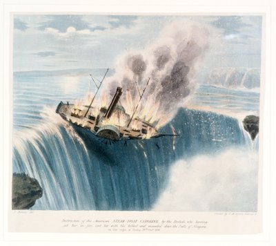 Destruction du bateau à vapeur américain Caroline par les Britanniques, qui l