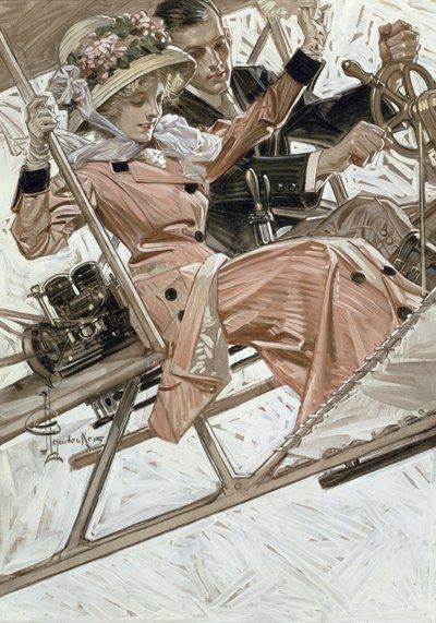 Homme et femme dans un avion - Joseph Christian Leyendecker