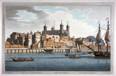Vue sud de la Tour de Londres avec des bateaux sur la Tamise, 1795 - Joseph Constantine Stadler