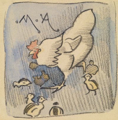 Poule blanche et poussins, vers 1901 - Joseph Crawhall