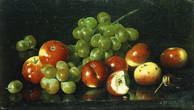 Nature morte avec pommes sauvages et raisins - Joseph Decker