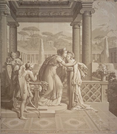 Motif de papier peint avec Cupidon et Psyché, 1815 - Joseph Dufour