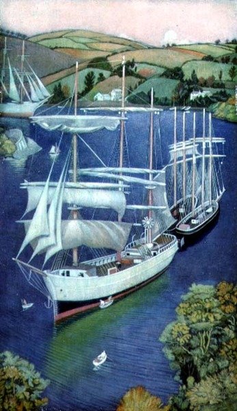 Brigs à Fowey, Cornouailles - Joseph Edward Southall