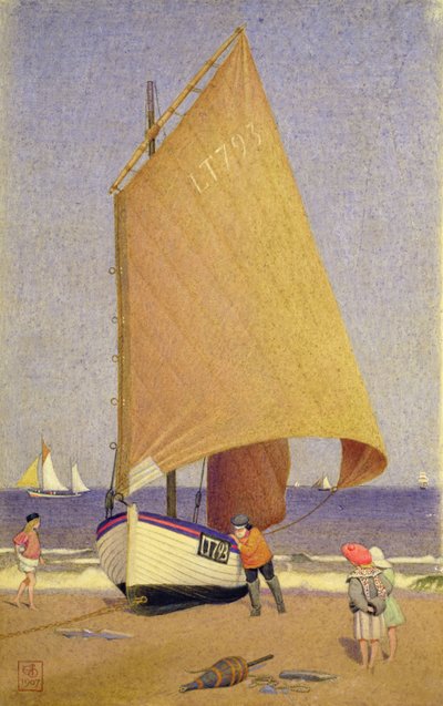 Pêcheurs ramenant le bateau, Southwold - Joseph Edward Southall