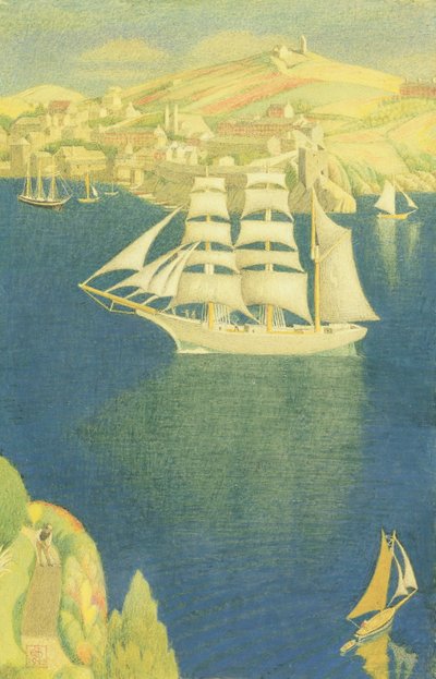 La barque blanche à Fowey, 1943 - Joseph Edward Southall