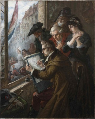 Jacques-Louis David dessinant Marie-Antoinette conduite à son exécution - Joseph Emanuel Van Den Bussche