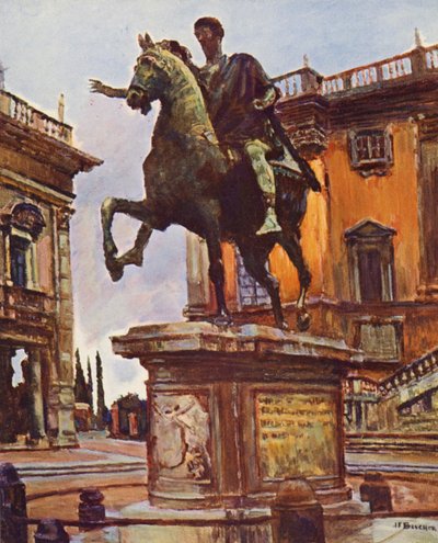 Rome : La statue de Marc-Aurèle, Place du Capitole - Joseph Felix Bouchor