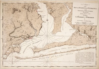 Carte de la baie et du port de Pensacola dans la province de Floride occidentale - Joseph Frederick Wallet DesBarres