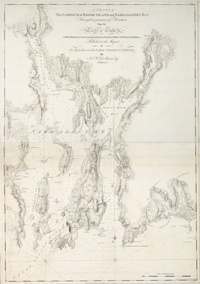 Carte du port de Rhode Island et de la baie de Narraganset - Joseph Frederick Wallet DesBarres