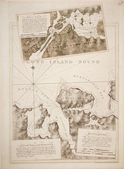 Carte de Oyster Bay et Huntington Bay, Long Island Sound - Joseph Frederick Wallet DesBarres