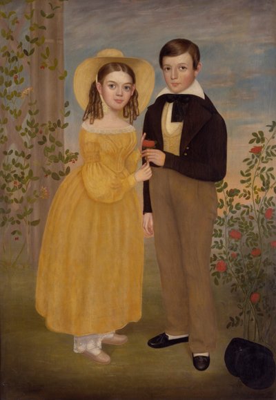 Un garçon et une fille dans un jardin - Joseph Goodhue Chandler