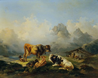 Alpage avec bovins - Joseph Heicke