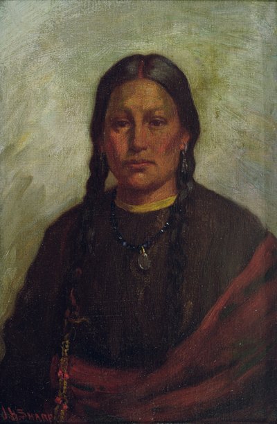 Fille du chef Little Chief (huile sur toile) - Joseph Henry Sharp