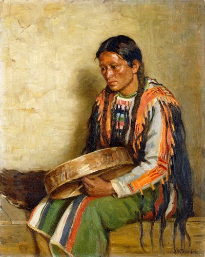 Indien avec tambour - Joseph Henry Sharp