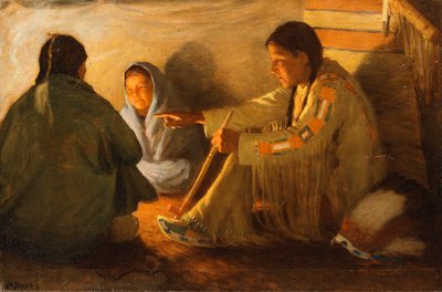Indiens près du feu - Joseph Henry Sharp