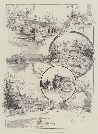 Croquis en promenade, Broadway, Worcestershire - Joseph Holland Tringham