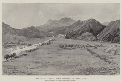 La force de secours de Chitral traversant la rivière Swat - Joseph Holland Tringham