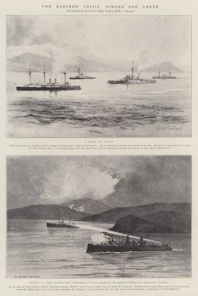 La crise orientale, scènes au large de la Crète - Joseph Holland Tringham