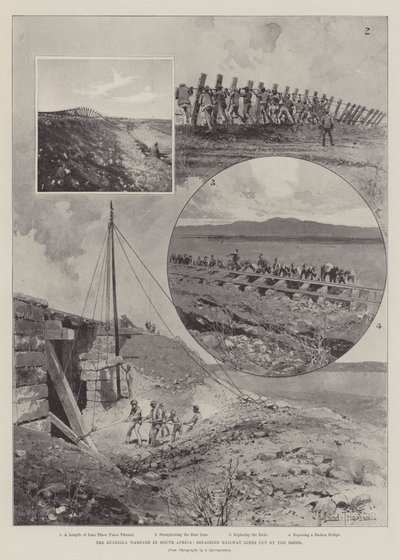 La guérilla en Afrique du Sud, réparation des lignes de chemin de fer coupées par les Boers - Joseph Holland Tringham