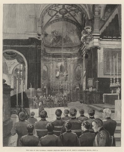 La perte du Victoria, service de requiem solennel à la cathédrale Saint-Jean, Malte, 4 juillet - Joseph Holland Tringham