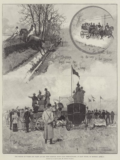 Le prince de Galles et son groupe au club de chasse de West Norfolk, à East Winch, le lundi 9 avril - Joseph Holland Tringham