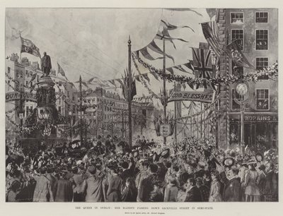 La reine à Dublin, Sa Majesté descendant la rue Sackville en semi-état - Joseph Holland Tringham