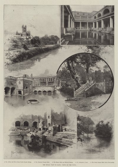 La visite royale à Bath, vues de la ville - Joseph Holland Tringham