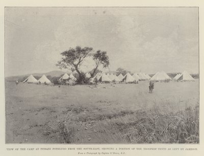 Vue du camp à Pitsani Pothlugo depuis le sud-est, montrant une partie des tentes des cavaliers laissées par Jameson - Joseph Holland Tringham