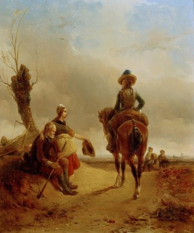 Paysage avec scène équestre baroque - Joseph Jodocus Moerenhout