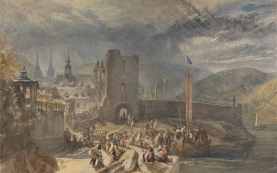 Vue de Boppart, avec des figures sur la rive - Joseph Mallord William Turner