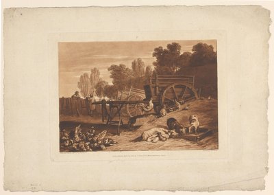 Cour de ferme avec coq, poules et cochons (Études de paysages, Liber Studiorum) - Joseph Mallord William Turner