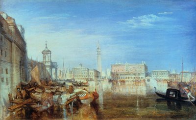 Pont des Soupirs, Palais des Doges et Douane, Venise : Peinture de Canaletti, 1833 - Joseph Mallord William Turner