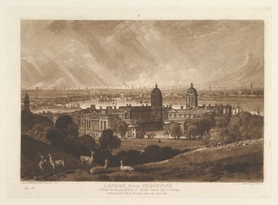 Londres depuis Greenwich, Liber Studiorum, partie V, planche 26, 1er janvier 1811 - Joseph Mallord William Turner