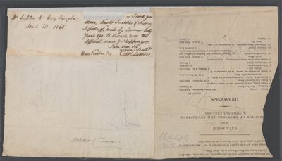 Esquisse de deux navires sur une page de catalogue, vers 1823 - Joseph Mallord William Turner