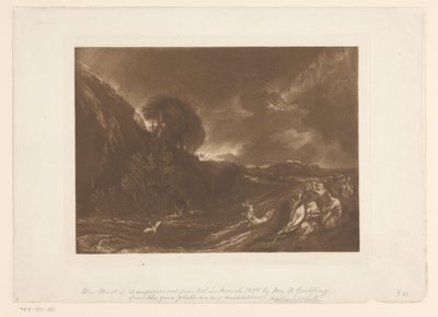 Paysage orageux avec inondation et naufragés (Landschapsstudies, Liber Studiorum) - Joseph Mallord William Turner