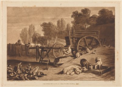 La cour de ferme avec le coq - Joseph Mallord William Turner