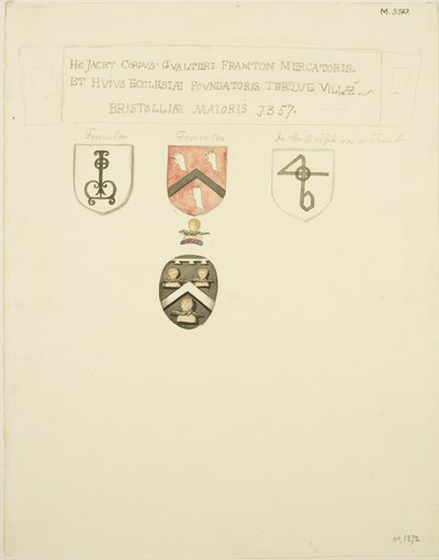 Blasons sur la tombe de Framton [Frampton] 1357 - Joseph Manning