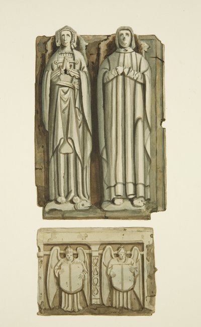 Effigies sur la tombe de Thomas Rowley et de sa femme dans la crypte de l