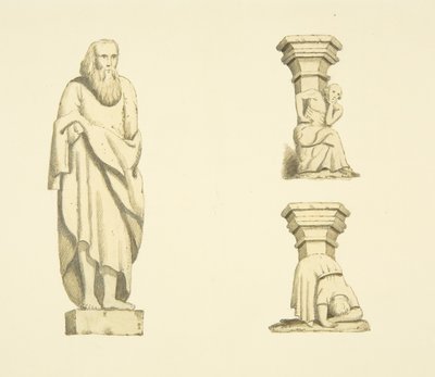 Figure et deux fermes dans les niches de la tour de St Mary Redcliffe - Joseph Manning