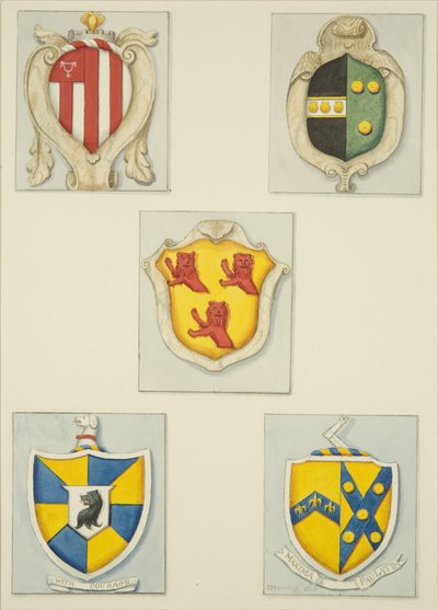 Cinq blasons des monuments de l